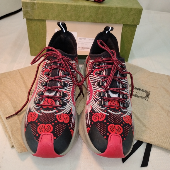 Authentic GUCCI GG Technical Knit Runner Sneakers Men Sz 6.5 Women Sz 38.5